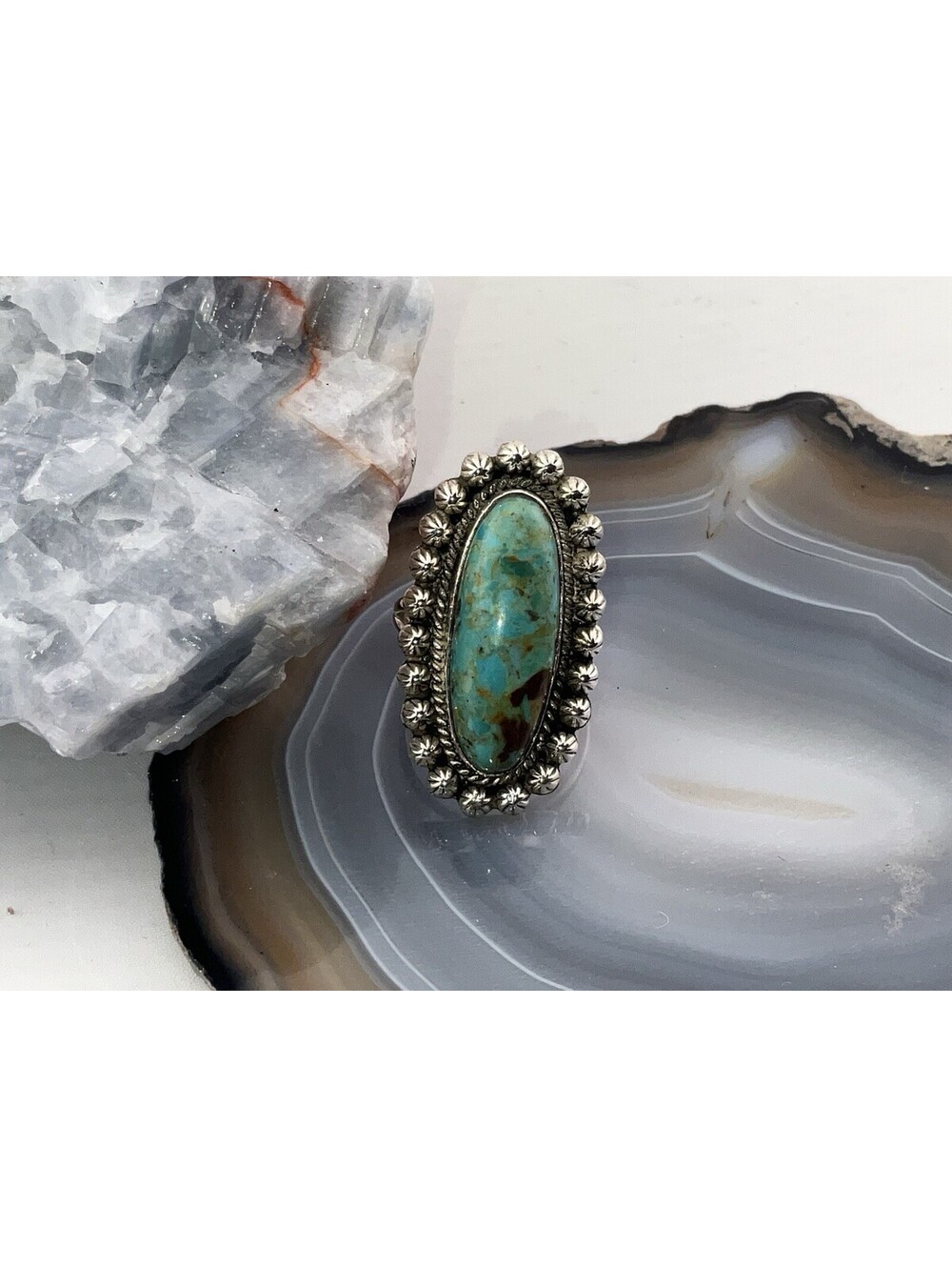 925 Sterling Silver Ladies Turquoise Silver Ring Native American Single Stone - Picture 2 of 6